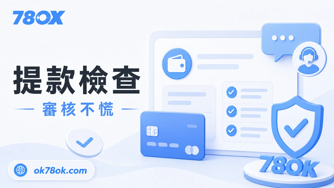 78OK 提款前檢查、收款資料與客服紀錄示意圖