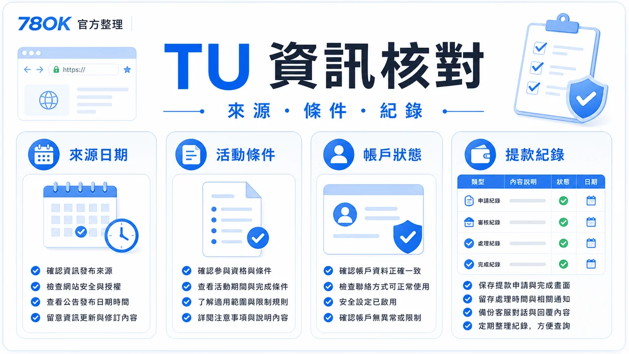 78OK TU 資訊核對圖，包含來源、條件與紀錄