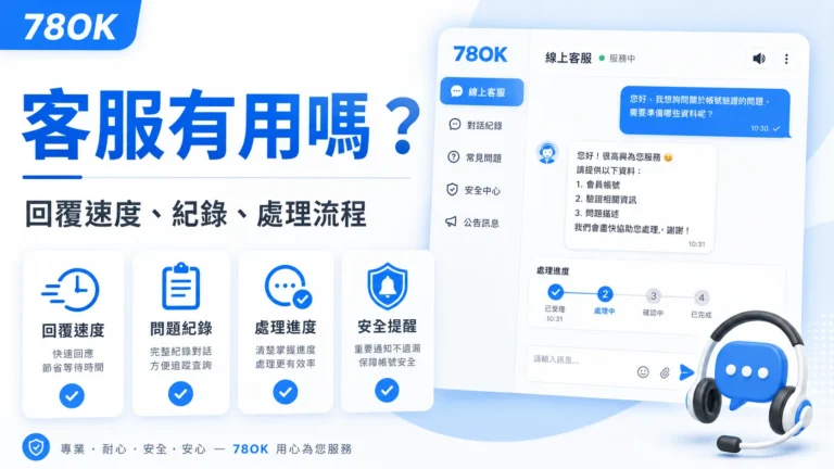 78OK 客服有用嗎，回覆速度紀錄與處理流程