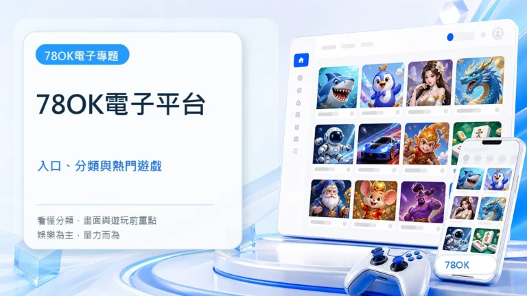 78OK電子完整介紹|熱門遊戲、五福臨門與新手怎麼挑 8 78OK電子平台|78OK電子遊戲介紹封面