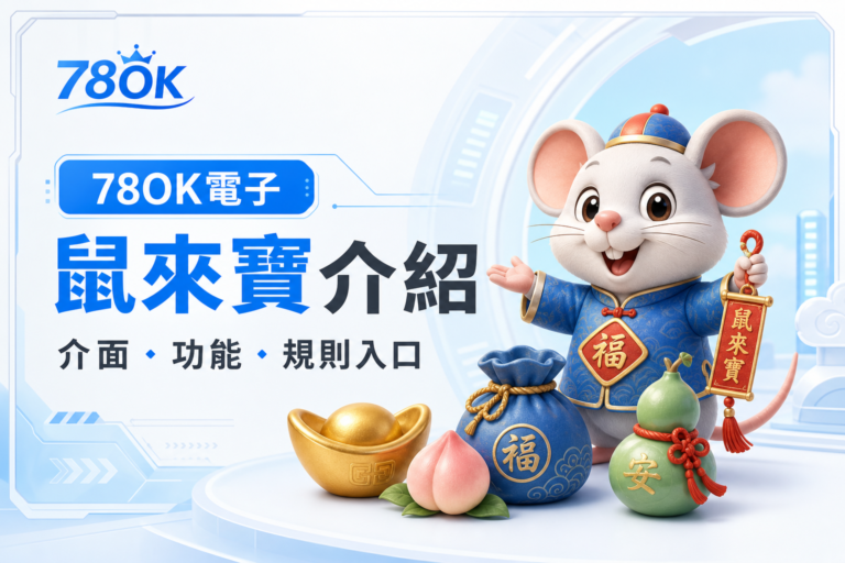 78OK 鼠來寶怎麼玩?先看懂介面與功能說明 8 78OK 電子鼠來寶介紹封面,白底冰藍設計搭配鼠來寶角色與介面功能規則入口文字