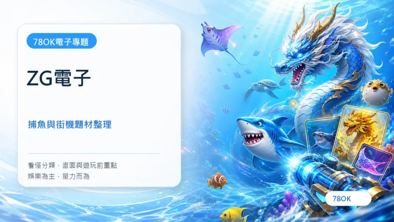 ZG電子遊戲完整介紹|海霸王、三仙捕魚、獵龍霸主與熱門遊戲怎麼選 5 ZG電子|78OK電子遊戲介紹封面