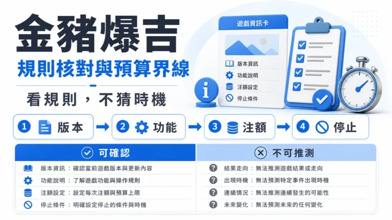 金豬爆吉規則核對與預算界線資訊圖