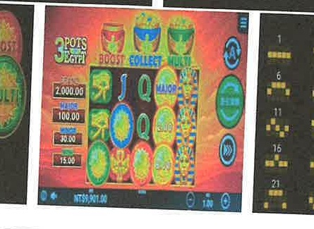 政府公開說明書中 BNG 3 Pots of Egypt 的實際主遊戲盤面截圖。